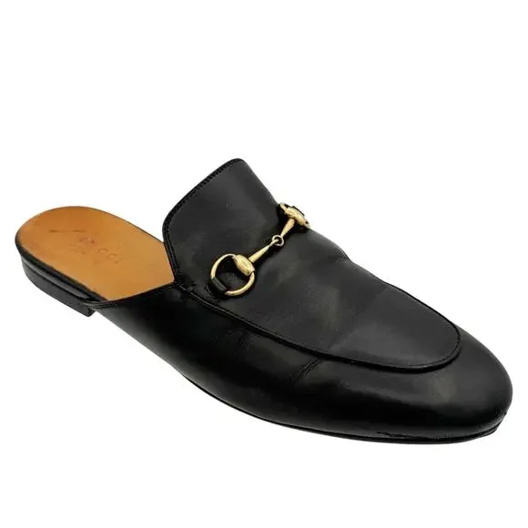 Gucci Black Princetown Leather Loafers